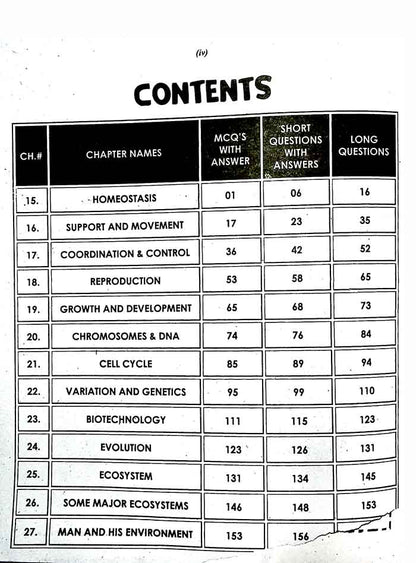 Azeem Biology Chapterwise Solved Past papers for Class 12 Multan Kitab Ghar