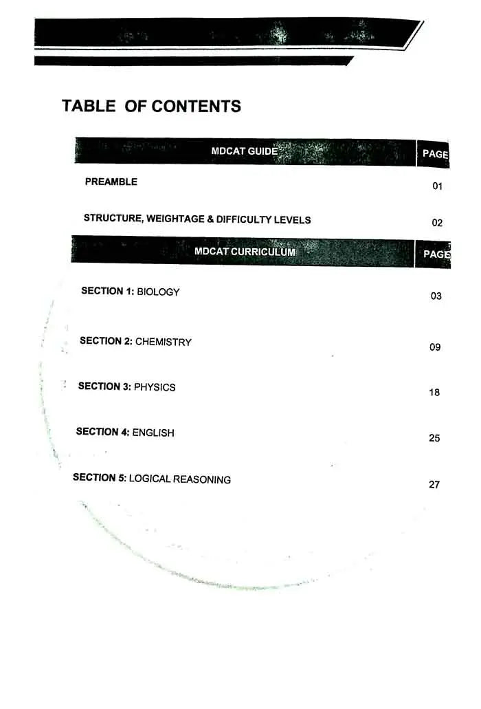 Syllabus of 2023 Medical and Dental Collages Admission Test (MDCAT) Curriculum Multan Kitab Ghar