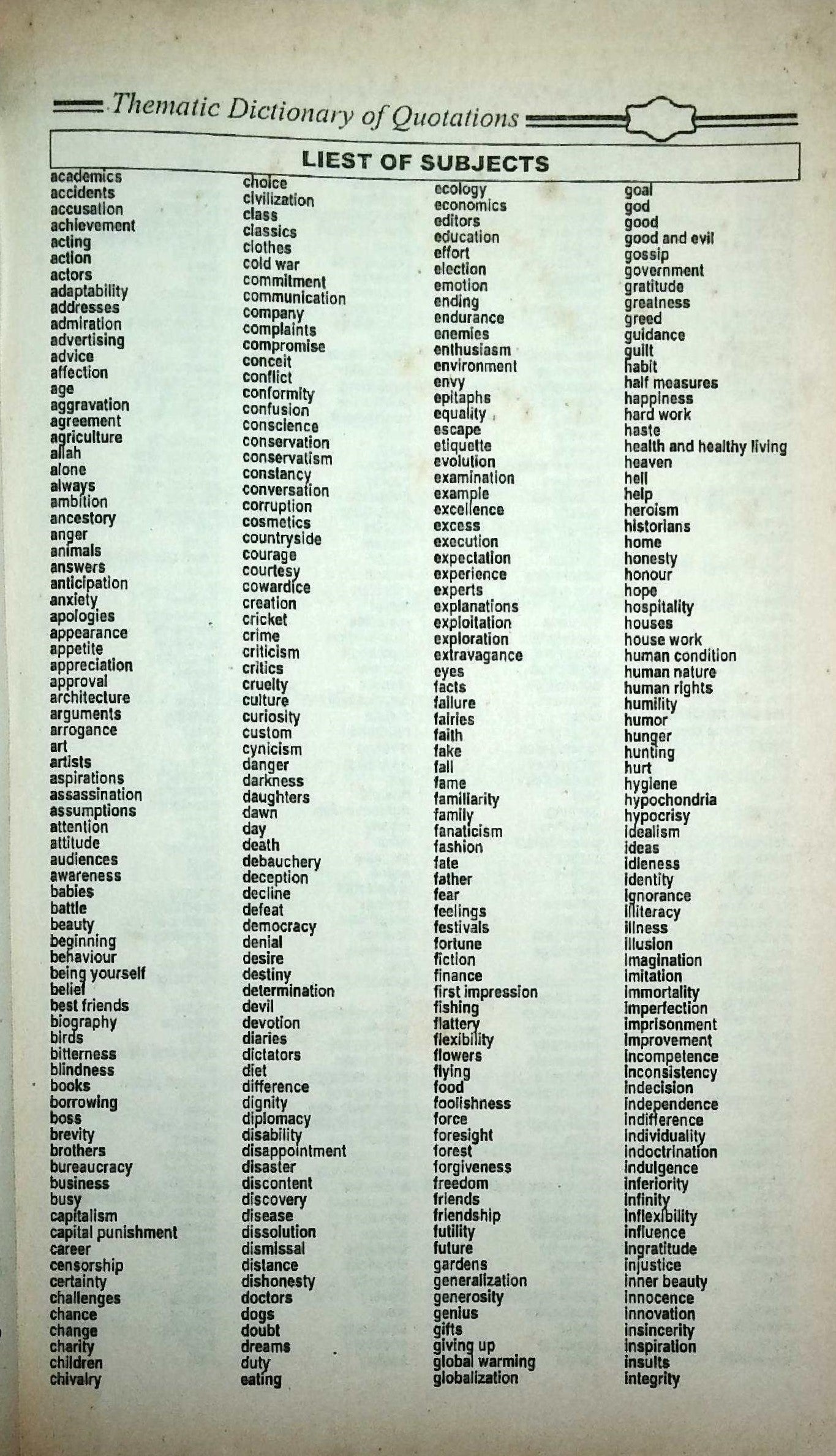 Tabia Thematic Dictionary of Quotations by Atika Saqib