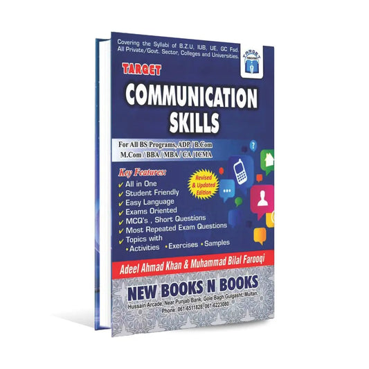 Target Communication Skills Book For ADP, B.com, M.com By Adeel Ahmad Khan Multan Kitab Ghar