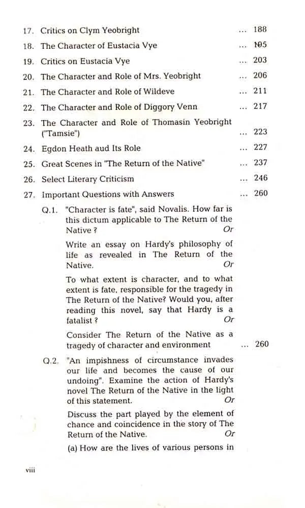 The Return of the Native Book Ramji Lall by Thomas Hardy