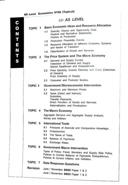 Topical Economics P 1 & P 2 Work Solution AS level Exam Papers 2011-2023 By Redspot