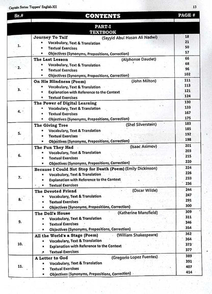 Toppers English Guide Subjective + Objective for Class 12 by captain series