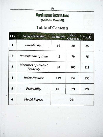Trend Business Statistics Revised Edition for I.Com Part II by M. Humayun Ch.