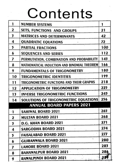 College Mathematics Objective Book for Class 11 by Farukh Mahmood Multan Kitab Ghar