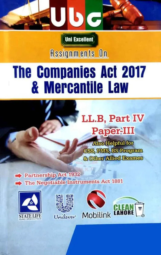 ubc Assignment on The Companies Act 2017 and Mercantile Law for LL.B part-IV By M Amir Multan Kitab Ghar