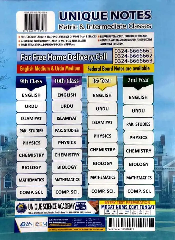 Unique Notes English For 9th Class According to New Board Pattern Book ...