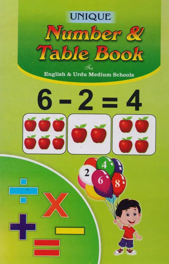 Unique Number and Table Book for English and Urdu Medium Multan Kitab Ghar