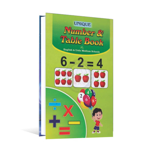Unique Number and Table Book for English and Urdu Medium Multan Kitab Ghar