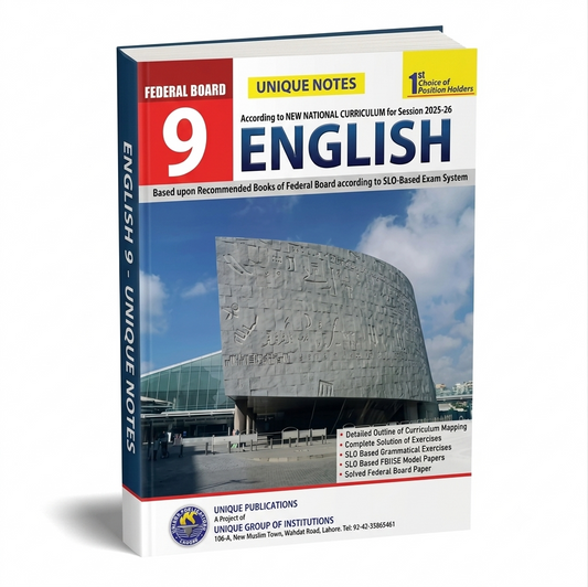 Unique Notes English Class 9 Federal Board Guide Book