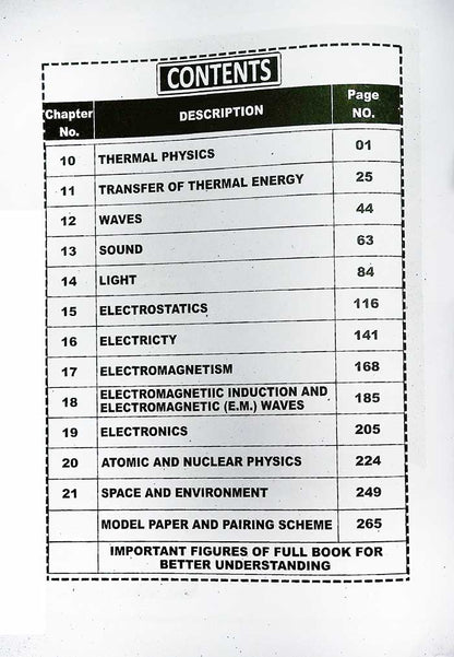 Unique Notes Physics for 10th Class According to New Board Pattern Subjective + Objective - MKG