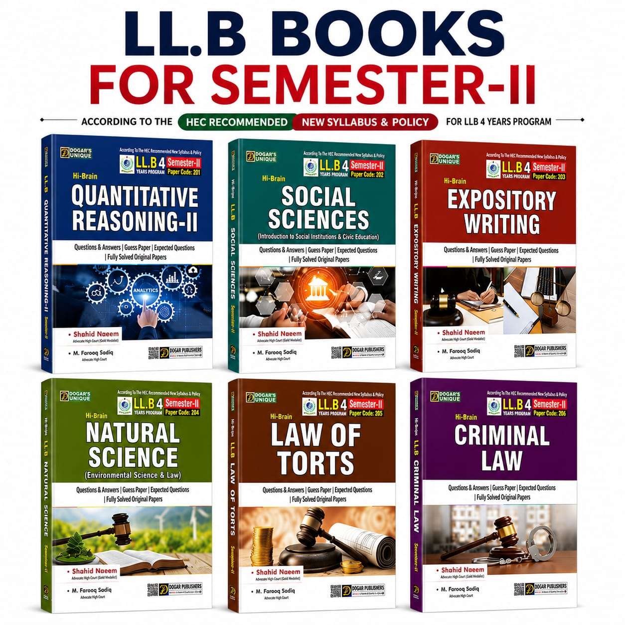 LL.B Semester-II Complete Book Set Papers 201–206 | Dogar Publishers