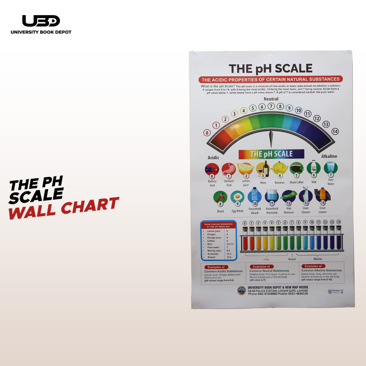 The pH Scale Wall Chart | Chemistry Educational Science Chart