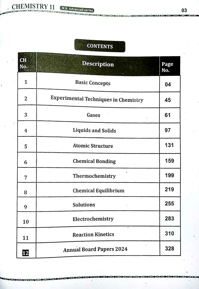 Master Chemistry Advance Series for class 11th By Prof. Mudasam Ali Multan Kitab Ghar