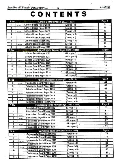 Sunshine English All Board Paper's Book with complete solution for part-II By Musarrat Hussain Sunshine Publishers