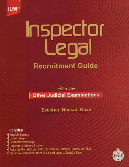 ilmi Inspector Legal Recruitment Guide Book by Zeeshan Hassan Raza Multan Kitab Ghar