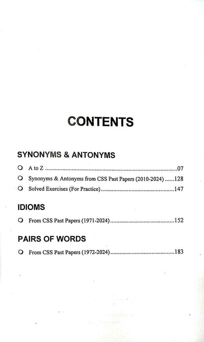 JWT CSS Vocabulary From CSS Past Papers (1971-2024) By Adeel Niaz Multan Kitab Ghar