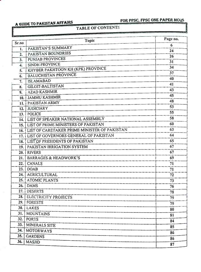 A Guide to Pakistan Affairs for PPSC, FPSC by M Shahid Akbar Multan Kitab Ghar