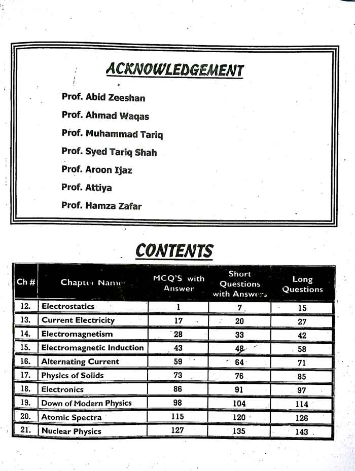 Azeem Physics Solved Chapter wise past papers for Class 12 by Prof. Nadeem Ahmad Multan Kitab Ghar