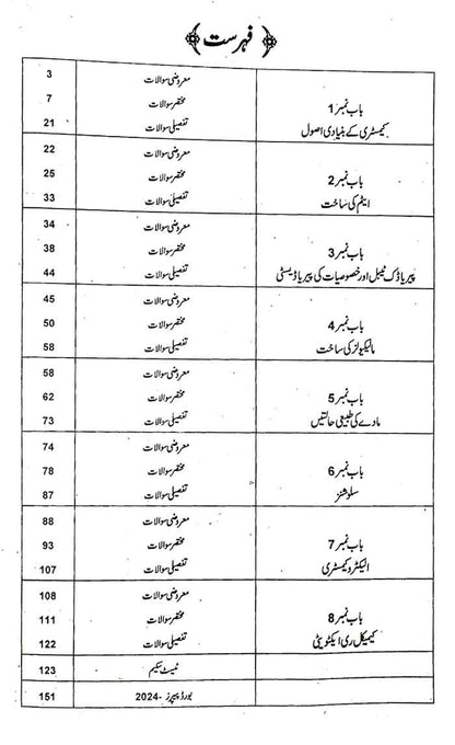 A Plus Chemistry (Urdu Medium)  Up-To-Date Papers Board Papers (2014-2024) for 9th By Ghulam Haider A PLUS