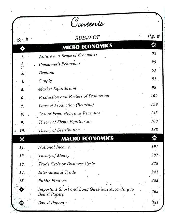 Essentials of Economics Book for I. com Part-I By Agha Tahir Ijaz Multan Kitab Ghar