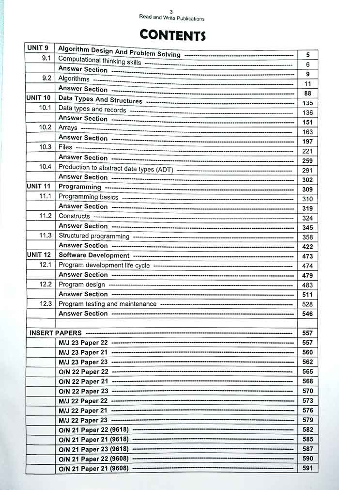 A Level Computer Science 9618 Paper 2 Topical Workbook by Read Write Publications Multan Kitab Ghar